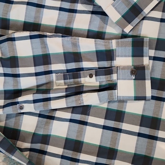 MENS WRANGLER Long Sleeve Button up Shirt BLUE & GREEN WESTERN PLAID - Picture 4 of 4